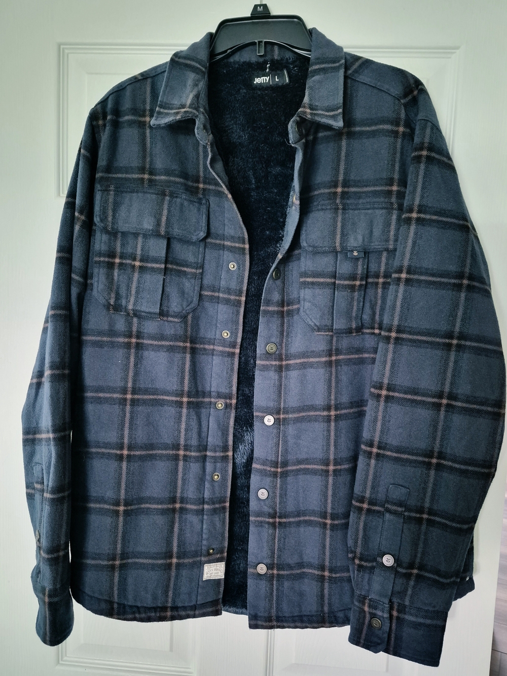 Men’s Jetty Soft Sherpa Navy Plaid Flannel Jacket